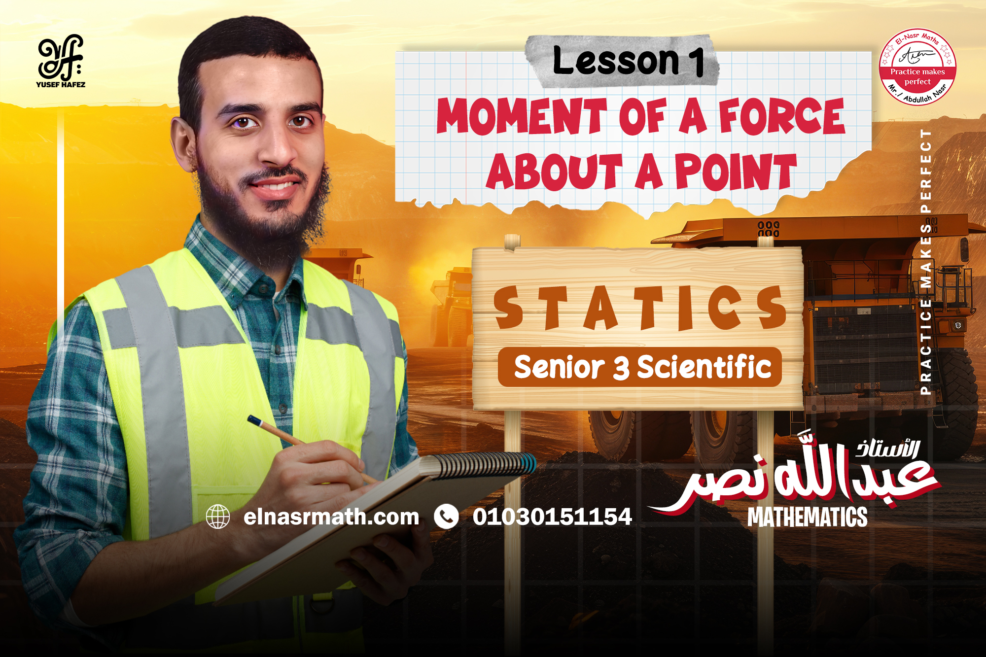 lesson 01 - Statics - Moment of force about a point  in  2D-coordinate system - senior 3